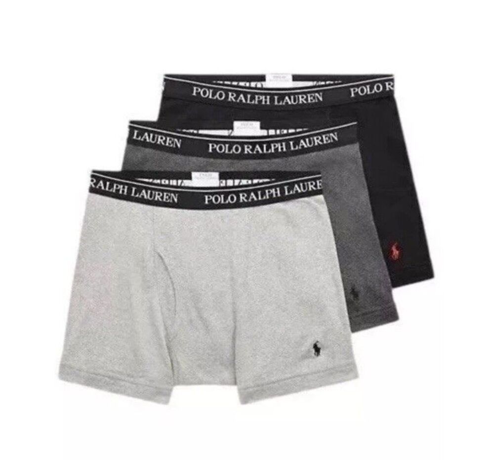 Polo Ralph Lauren Men’s M 3-Pack Classic Fit Cotton Boxer Briefs Gray Black